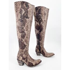 Rare Old Gringo Over the Knee Python Snakeskin Crystal Cowgirl Boot size 6.5